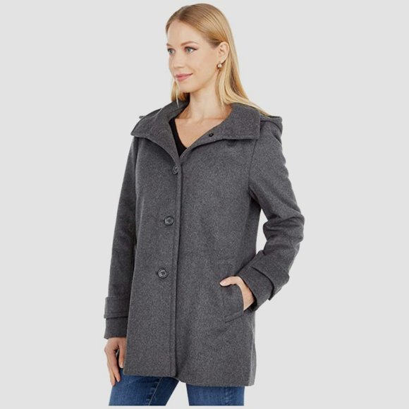 Size XS Ralph Lauren Gray Wool A-Line Reefer Coat - Picture 1 of 7